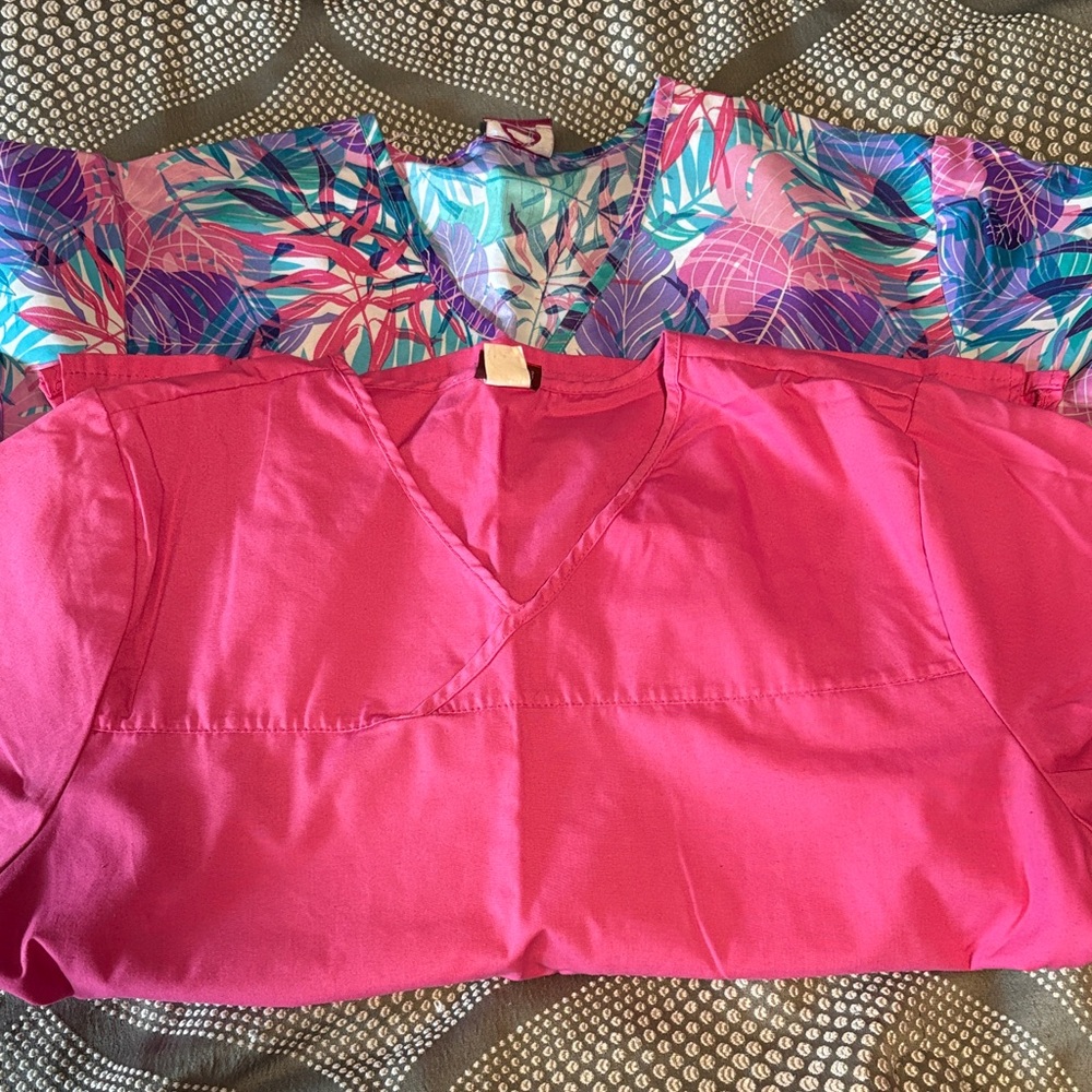 Pink and Tropical Print Women's Tops